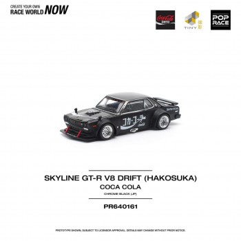 POP RACE 1/64 SKYLINE GT-R DRIFT (HAKOSUKA) - COCA COLA ZERO JP BLACK CHROME