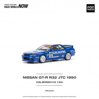 POPRACE 1/64 NISSAN SKYLINE GT-R R32 JTC 1990 CALSONIC #12