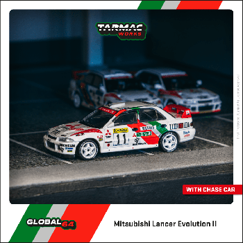 Tarmac Works 1/64 Mitsubishi Lancer Evolution II Rallye Monte-Carlo 1995 T. Mäkinen / S. Harjanne 