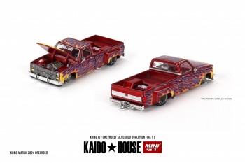 Kaidohouse x MINI 1/64 Chevrolet Silverado Dually on Fire V1 (KHMG127)