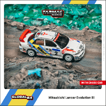 Tarmac Works 1/64 Mitsubishi Lancer Evolution III Hong Kong-Beijing Rally 1995 Winner K. Eriksson / S. Parmander