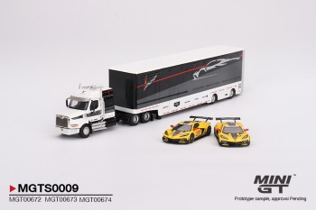 Mini GT 1/64 Corvette Racing C8.R Racing Transporter Set