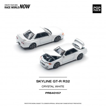 POPRACE 1/64 NISSAN SKYLINE GT-R R32 - CRYSTAL WHITE