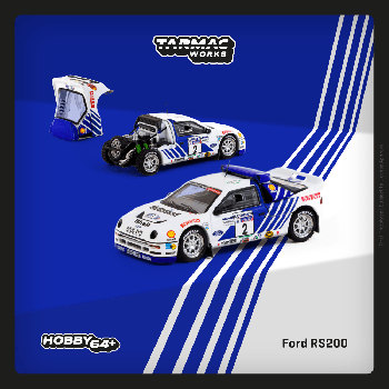 Tarmac Works 1/64 Ford RS200 Lombard RAC Rally 1986 Stig Blomqvist / Bruno Berglund