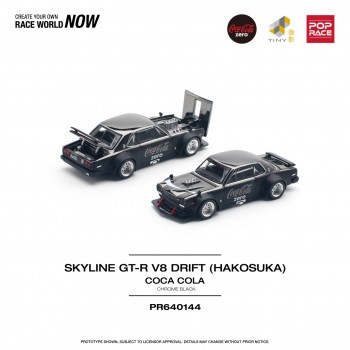 POPRACE 1/64 SKYLINE GT-R V8 DRIFT (HAKOSUKA) COCA COLA ZERO BLACK CHROME 