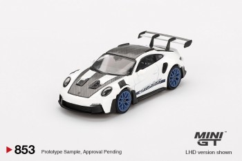 Mini GT 1/64 Porsche 911 (992) GT3 RS Weissach Package White with Indigo Blue